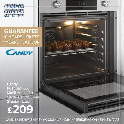 Candy FCT405X 60cm Multifunction Single Built-in Single Electric Oven Stainless steel