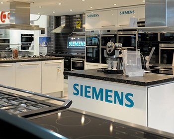 Siemens ovens, hobs and hoods on display