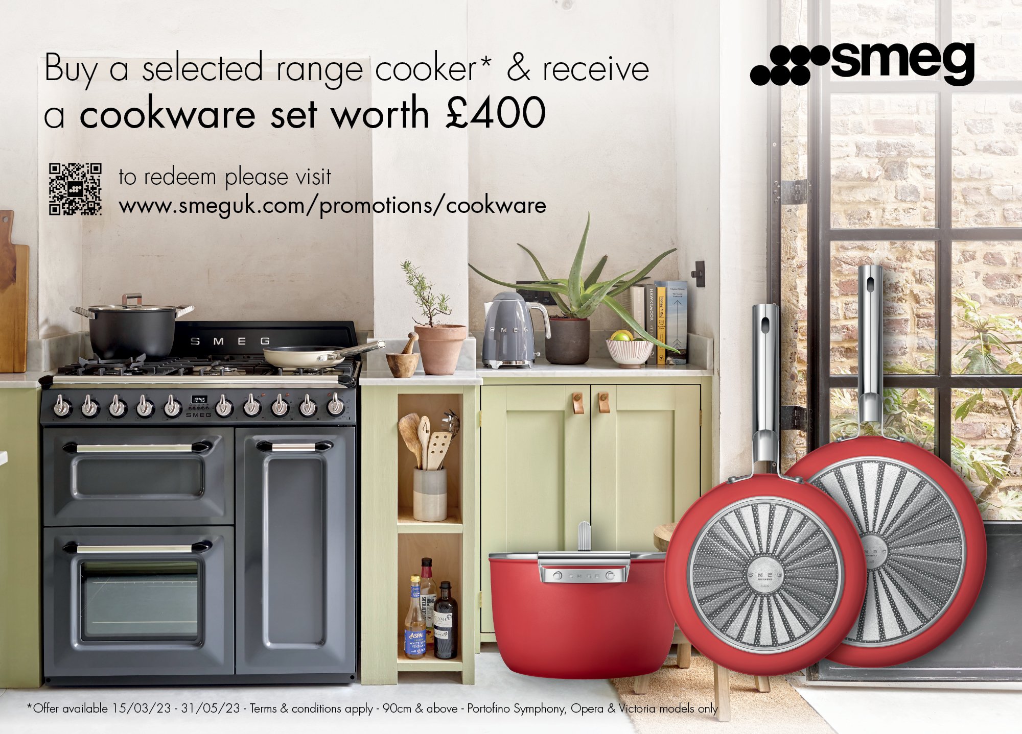 Smeg Buy a selected Range Cooker and receeve upto 400 cookware