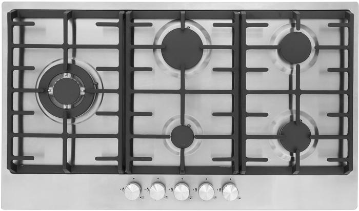 Montpellier MGH90CX 86cm wide 5 Burner Cast Iron Pan Supports Gas Hob Stainless steel