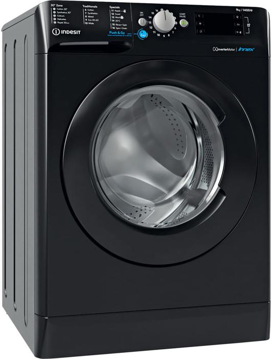 Indesit BWE91484XKUKN 9KG 1400spin Push & Wash Freestanding Washing Machine Black
