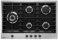 DeDietrich DPE7729XF 72cm 5 Burner Gas on Glass Cast Iron Pan Supports Gas Hob Stainless steel