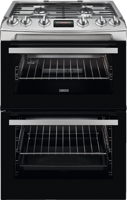 Zanussi ZCG63260XE 60cm Electric Grill 4 x Gas Burner Hob Freestanding Gas Cooker Stainless steel