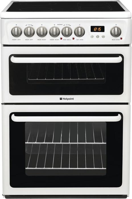 Hotpoint HAE60P S 60cm Double Cavity Freestanding Electric Cooker White
