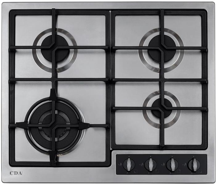 CDA HG6350SS 4 Burner Cast Iron Pan Supports Gas Hob Stainless steel