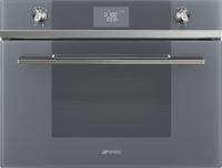 Smeg SF4102MCS Linea 45cm Compact Combi-Microwave  Big LCD Built-in Microwave Silver