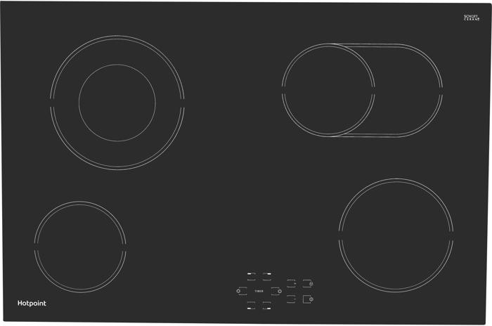 Hotpoint HR 724 B H 77cm 4 Zones Ceramic Hob with Touch Control and Dual Oval Zone ( HR724BH ) Ceramic Hob Black