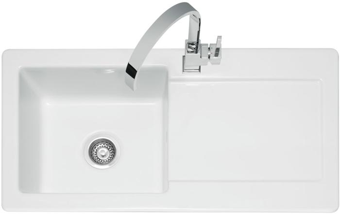 Caple FOX100 Foxboro 100 Inset Ceramic Sink with Drainer Inset Sink White