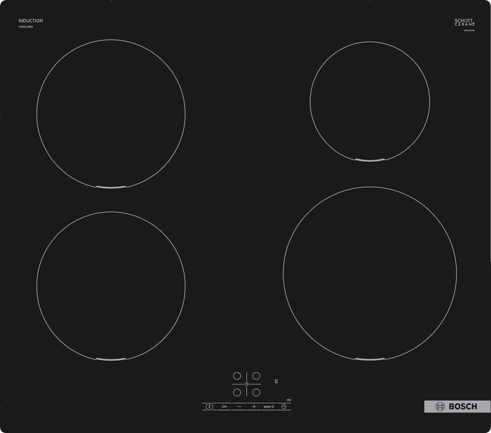 Bosch PUE611BB5B, Serie | 4, 60 cm, surface mount without frame ( Just plug-in & go ) Induction Hob Black