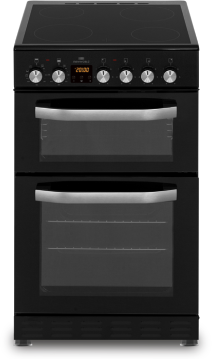Newworld NWTOP53DCB 50cm Double Oven Freestanding Electric Cooker Black