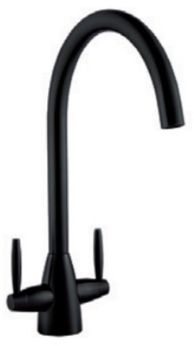 Homestyle HS935BPC Black Powder Coated Twin Lever Swan Neck Tap Black
