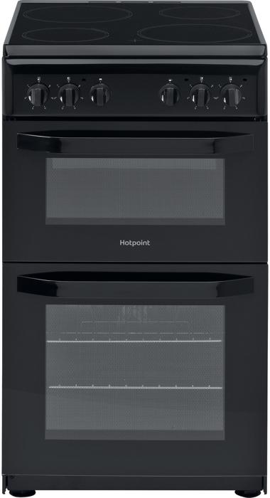 Hotpoint HD5V92KCB/UK 50cm 4 Ceramic Zone Hob Freestanding Electric Cooker Black