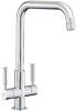 Leisure TAQ1BF Aquaquad  Twin Lever Brushed Tap 