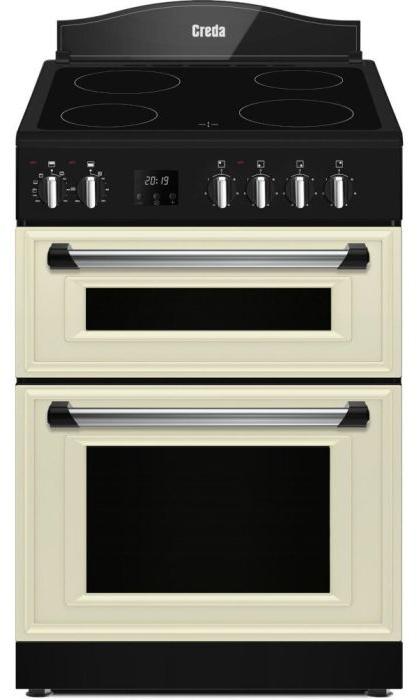 Creda C60CMRCRM Double Oven 4 Zone Ceramic top Freestanding Electric Cooker Cream Built In Kitchens Appliances Liverpoolstore