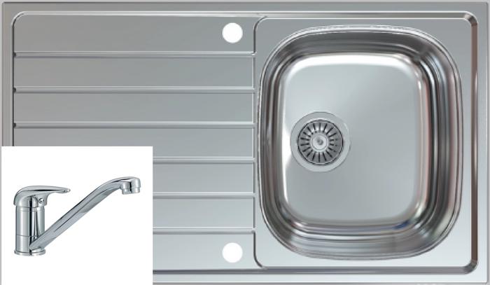1810 BILANCIOUNO 860i Rev Single Bowl + HS605 Tap /430 Sink and Tap Stainless steel