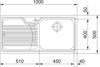 Franke Galassia GAX 611 RHD 101.0305.141 with Waste & Clips ( GAX611R ) Inset Sink Stainless steel
