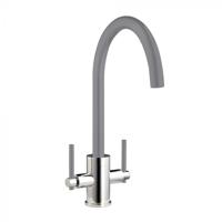 Carysil HS945 Twin Lever Mixer with Swan neck spout Tap Grey / Chrome