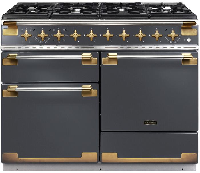 Rangemaster ELS110DFSL/AB Elise 110 Dual Fuel Slate with Antique Brass Dual Fuel Range Cooker 