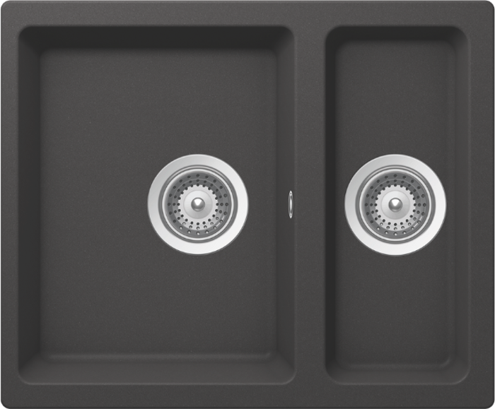1810 HohleDuo 310/160U 1.5 Bowl Purquartz /1524 Undermount Sink Dark Grey
