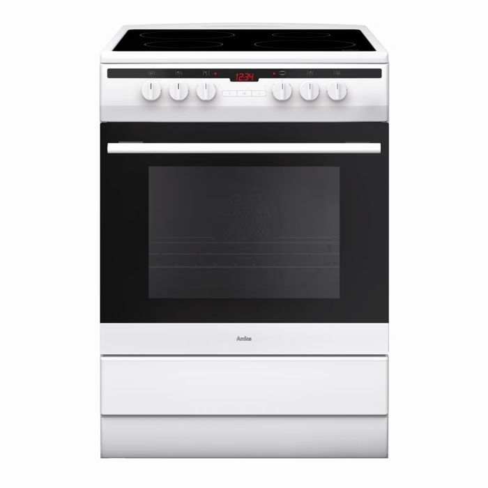 Amica 608CE2TAW 60cm Ceramic Hob Freestanding Electric Cooker White