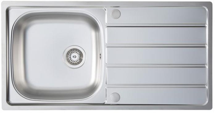 Homestyle KD100L `Pack` Kona Single Bowl sink + HS605 Tap Inset Sink and Tap Stainless steel