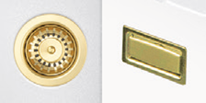 Carysil UKH106-PVD-G/B Single Bowl Granite Waste Kit PVD Sink Accessory Brass / Gold
