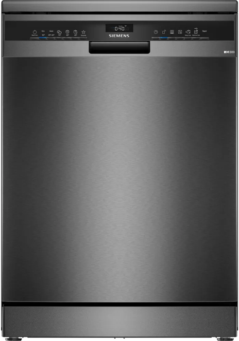 Siemens SN23EC03ME iQ300 60cm 14 Place Settings Freestanding Dishwasher Brushed Black Steel