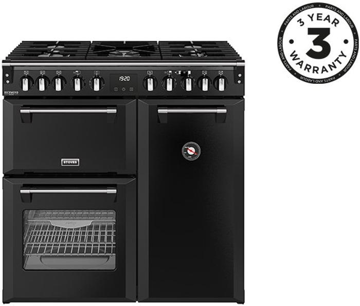 Stoves 444411867 Richmond Deluxe 90DF Dual Fuel Range Cooker Black