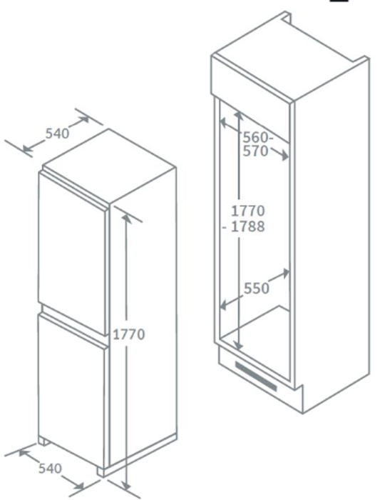 Prima PRRF502 50/50 Integrated Fridge Freezer White Built In Kitchens
