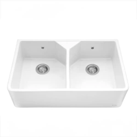 Caple CHEPSTOW2 Chepstow Sit-On Ceramic Double Bowl 80cm with Waste kit CPK501 Belfast Sink White