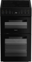 Hotpoint HDE5VDCB 50cm Double Oven with Ceramic Hob Freestanding Electric Cooker Black