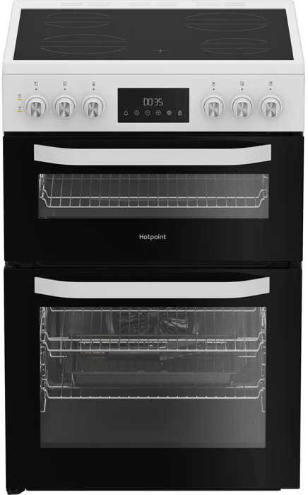 Hotpoint HDE6VDW 60cm Double Oven with Multiflow Freestanding Electric Cooker White