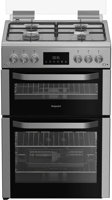 Hotpoint HDG6GDCX 60cm Gas Double Oven with glass lid Freestanding Gas Cooker Stainless steel