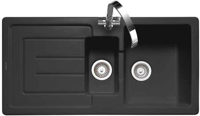 Rangemaster CAU10102MB Austell Fire Clay Ceramic 1.5 Bowl Inset Sink Matt Black