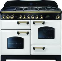 Rangemaster CDL110DFFWH/B 112940 Classic Dl 110 Df White Brass Dual Fuel Range Cooker White (Brass Trim)