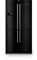 Rangemaster RSXS21BL/C 12770 91cm French Style 4 Door Side by Side Frost Free DISPLAY TO CLEAR American Style Fridge Freezer Black ( Chrome Trim )