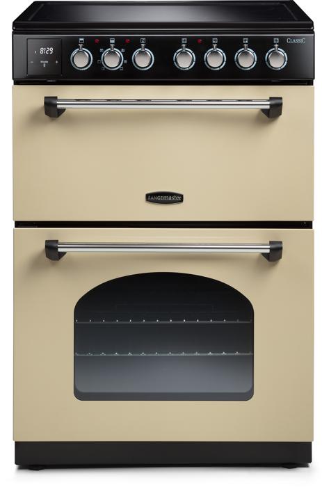 Rangemaster CLA60ECCR/C 60cm Classic Ceramic 128110 Freestanding Electric Cooker Cream (Chrome Trim)