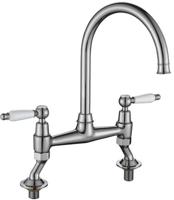 1810 MOU/02/BS Moulins Classic Bridge Mixer Tap Brushed Steel