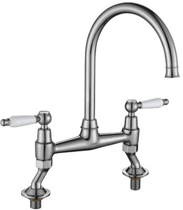 1810 MOU/02/BS Moulins Classic Bridge Mixer Tap Brushed Steel