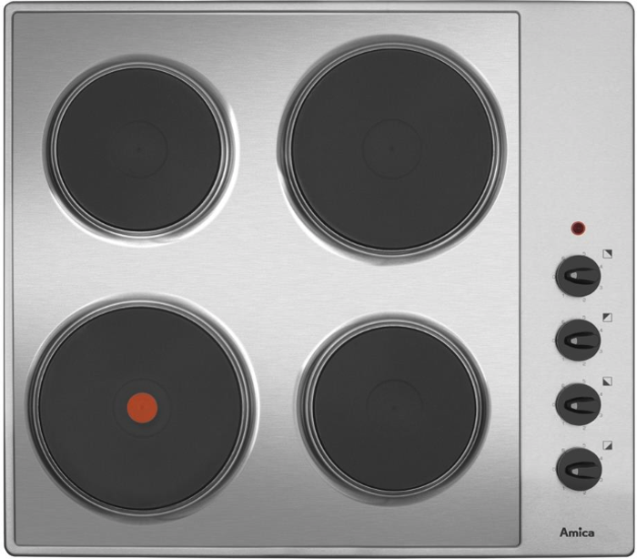 Amica AHE6000SS 60cm 4 Zone Solid-Plate Electric Hob Stainless steel