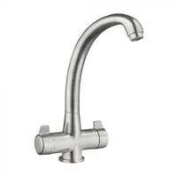 Carysil HS305 Twin Lever Cruciform Tap Brushed Steel