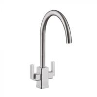 Homestyle HS955 Twin Angular Lever Tap Brushed Steel