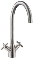 Homestyle HS975 Twin Cross Lever Tap Brushed Steel