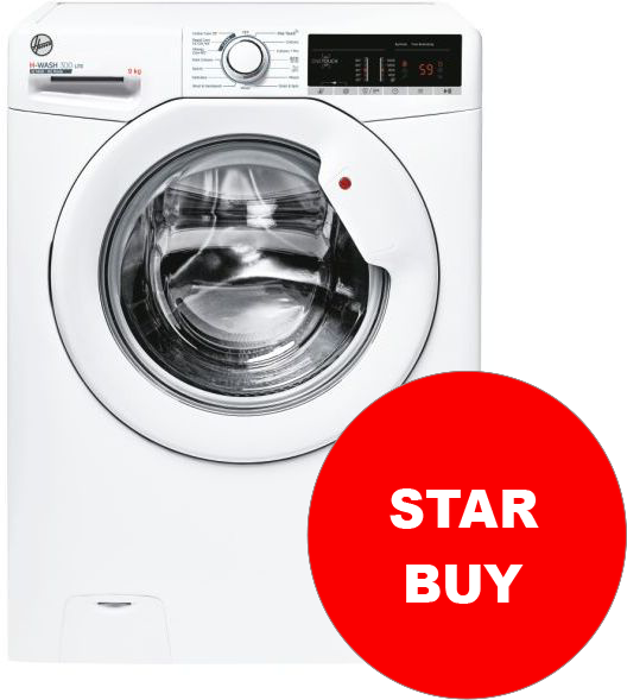 Hoover H3W 49TE/1-80 H-WASH 300 LITE ( H3W49TE ) 60cm 1400spin 9kg * STAR BUY * Freestanding Washing Machine White