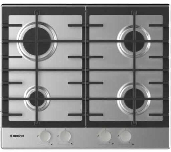 Hoover HHG6BRMX H-HOB 300 GAS 60cm 4 Burner Cast Iron Pan Supports Gas Hob Stainless steel
