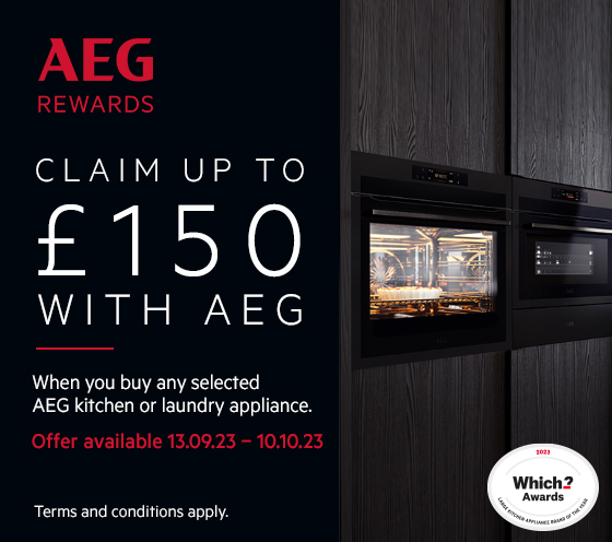 AEG Up to 150 Cashback on kitchen and laundry appliances 10-10-23